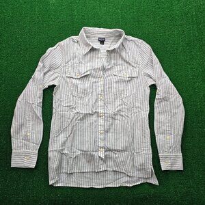 Patagonia Shirt‎ Womens XS White Gray Striped Western Button Up Outdoors Casual